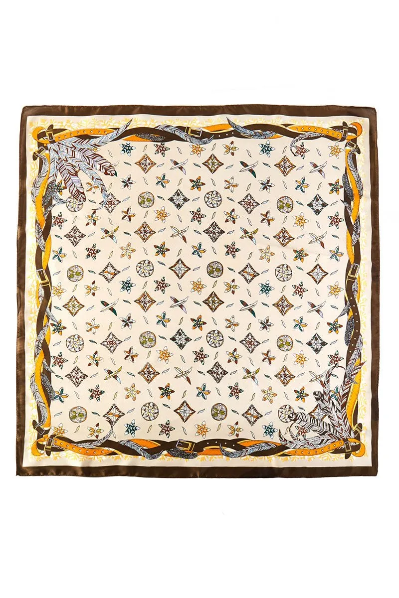 In Fine Feather Brown Square Satin Scarf