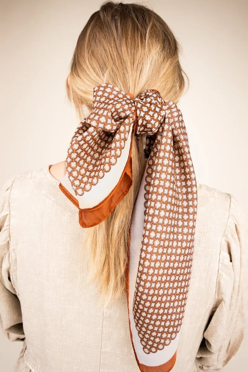 In Fine Feather Brown Square Satin Scarf