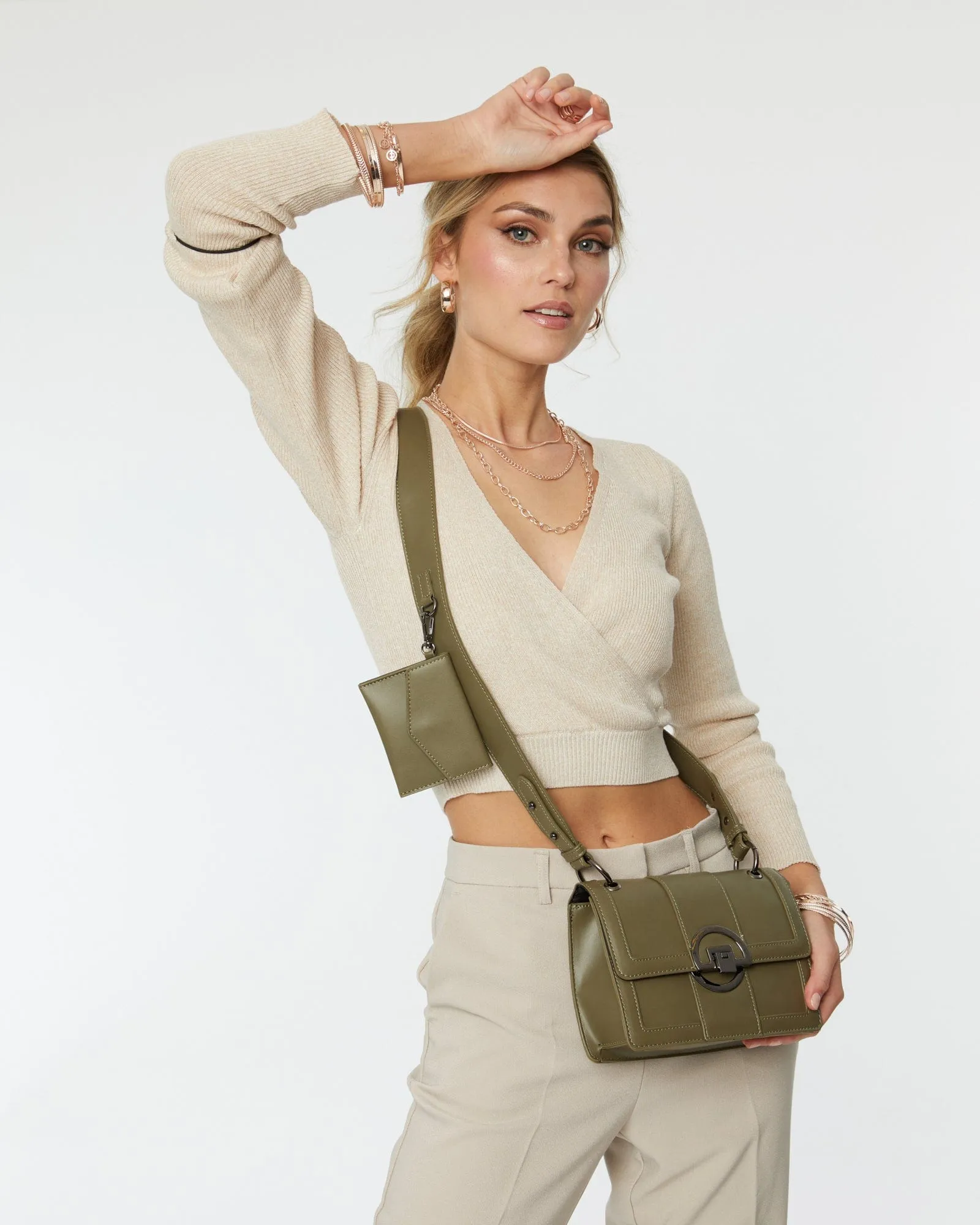 Khaki Sierra Pouch Crossbody Bag