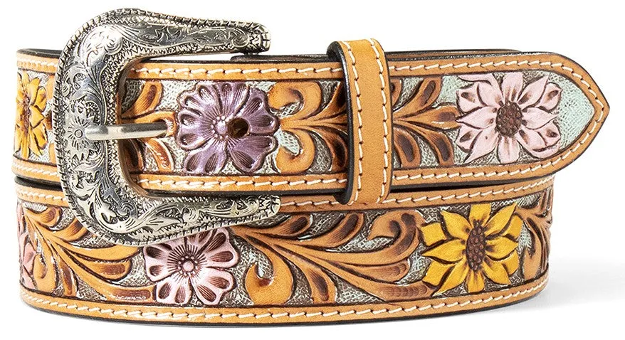 Ladies' Sunflower Daisy Hand Tooled Western Belt