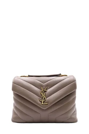 Loulou Small With Gold Hardware Dark Beige