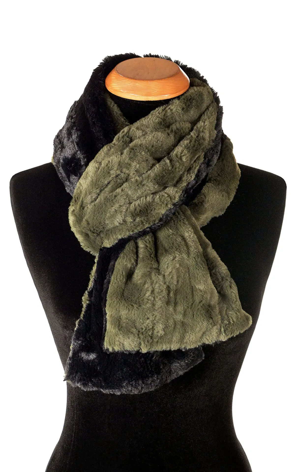 Men's Classic Scarf - Two-Tone, Cuddly Faux Fur in Black Combinations