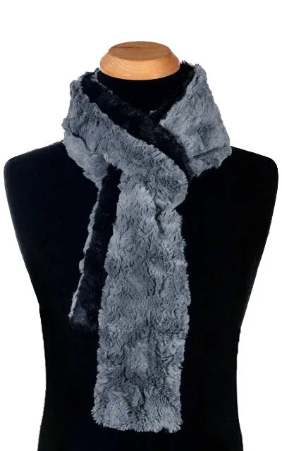 Men's Classic Scarf - Two-Tone, Cuddly Faux Fur in Black Combinations