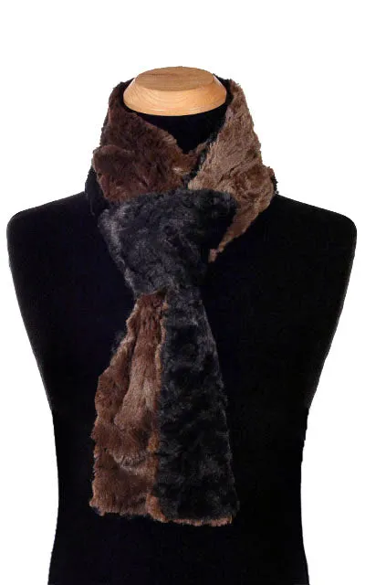 Men's Classic Scarf - Two-Tone, Cuddly Faux Fur in Black Combinations
