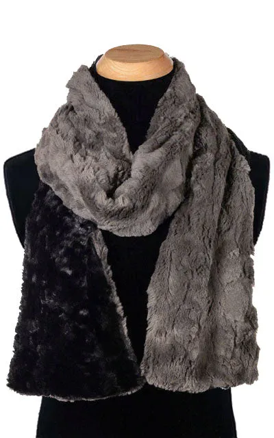 Men's Classic Scarf - Two-Tone, Cuddly Faux Fur in Black Combinations