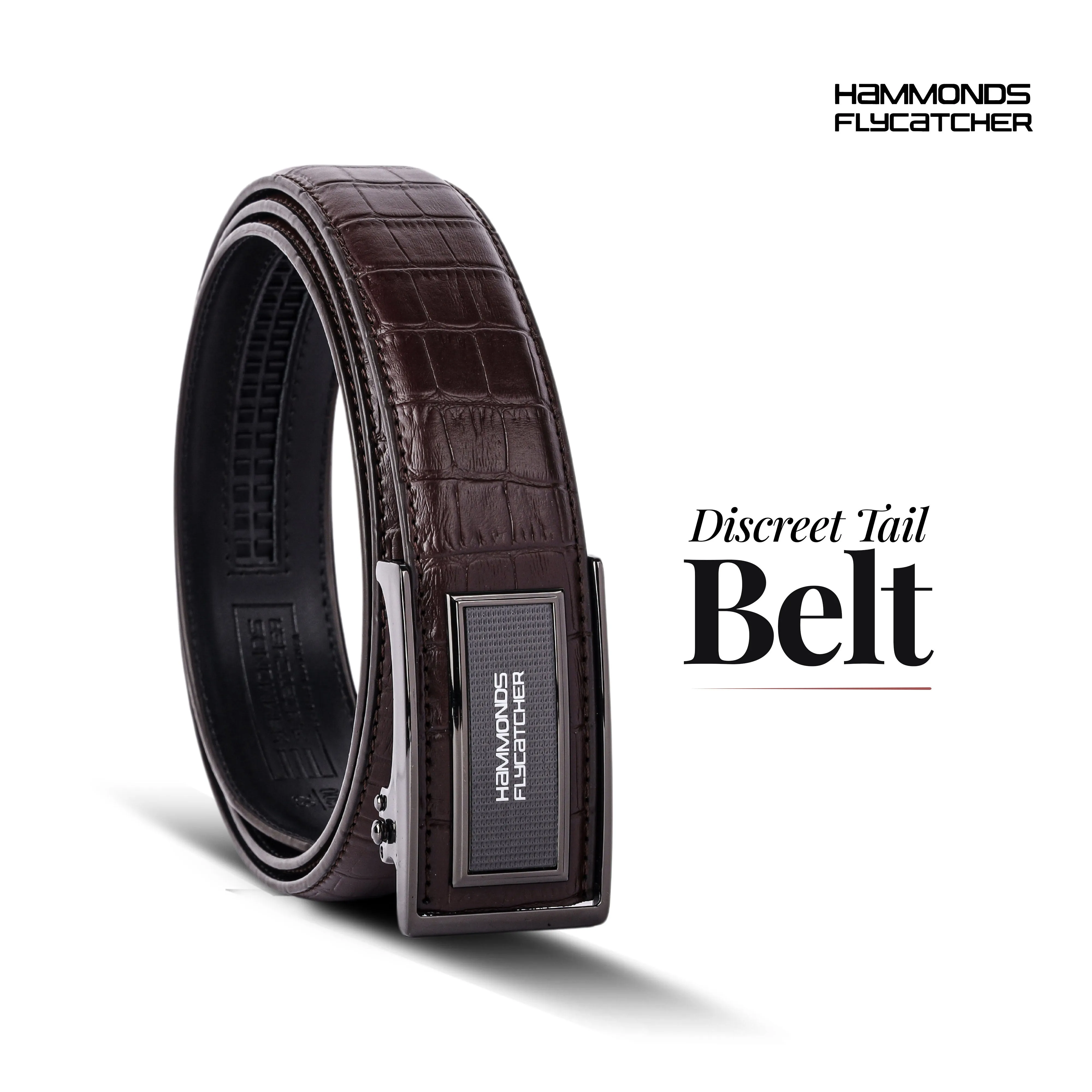 Men's Premium Leather Belt with Auto Lock, Slide Lock & Hidden Tail - Stylish Everyday Wear