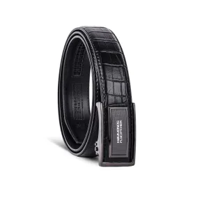 Men's Premium Leather Belt with Auto Lock, Slide Lock & Hidden Tail - Stylish Everyday Wear