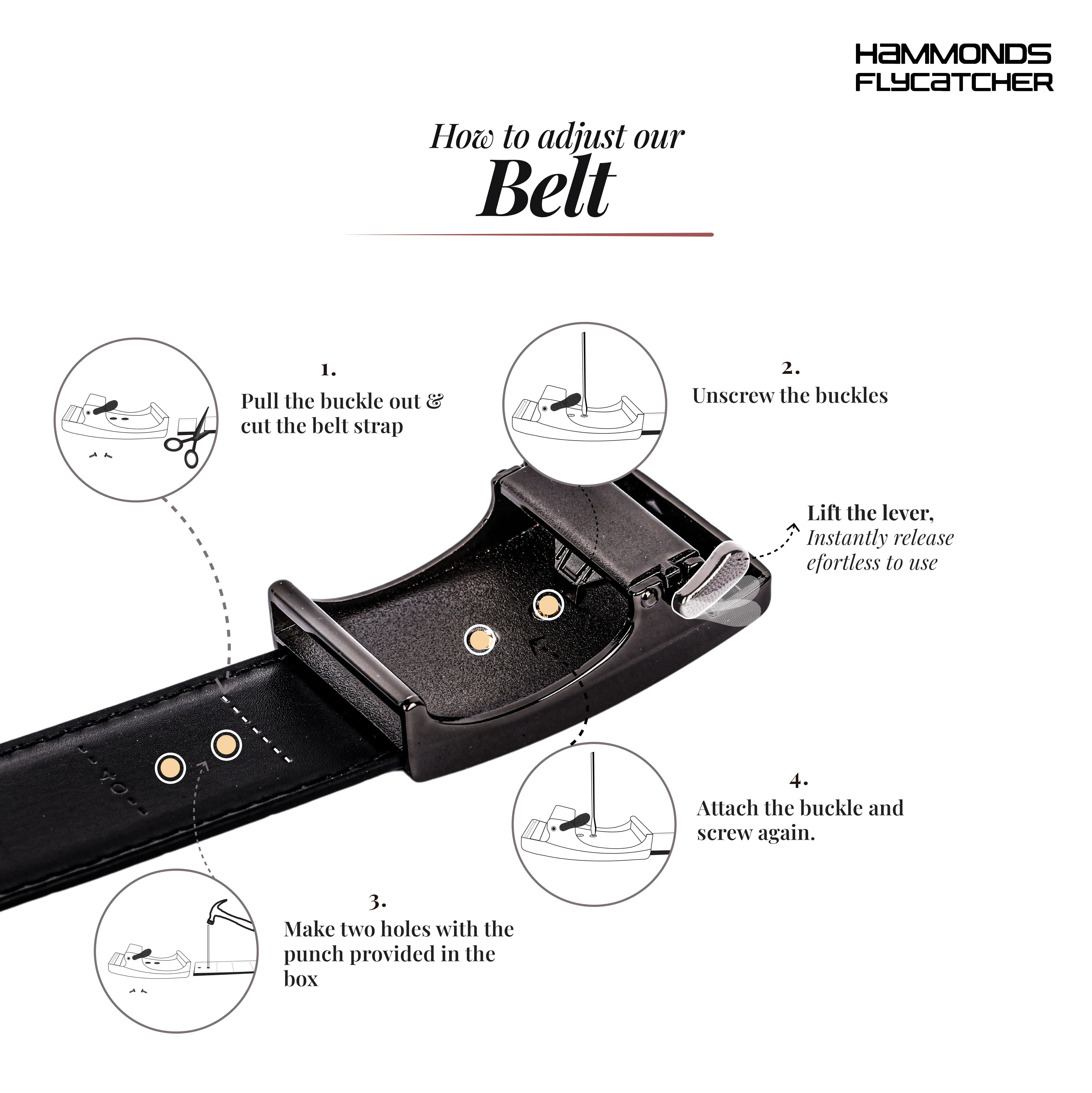 Men's Premium Leather Belt with Auto Lock, Slide Lock & Hidden Tail - Stylish Everyday Wear