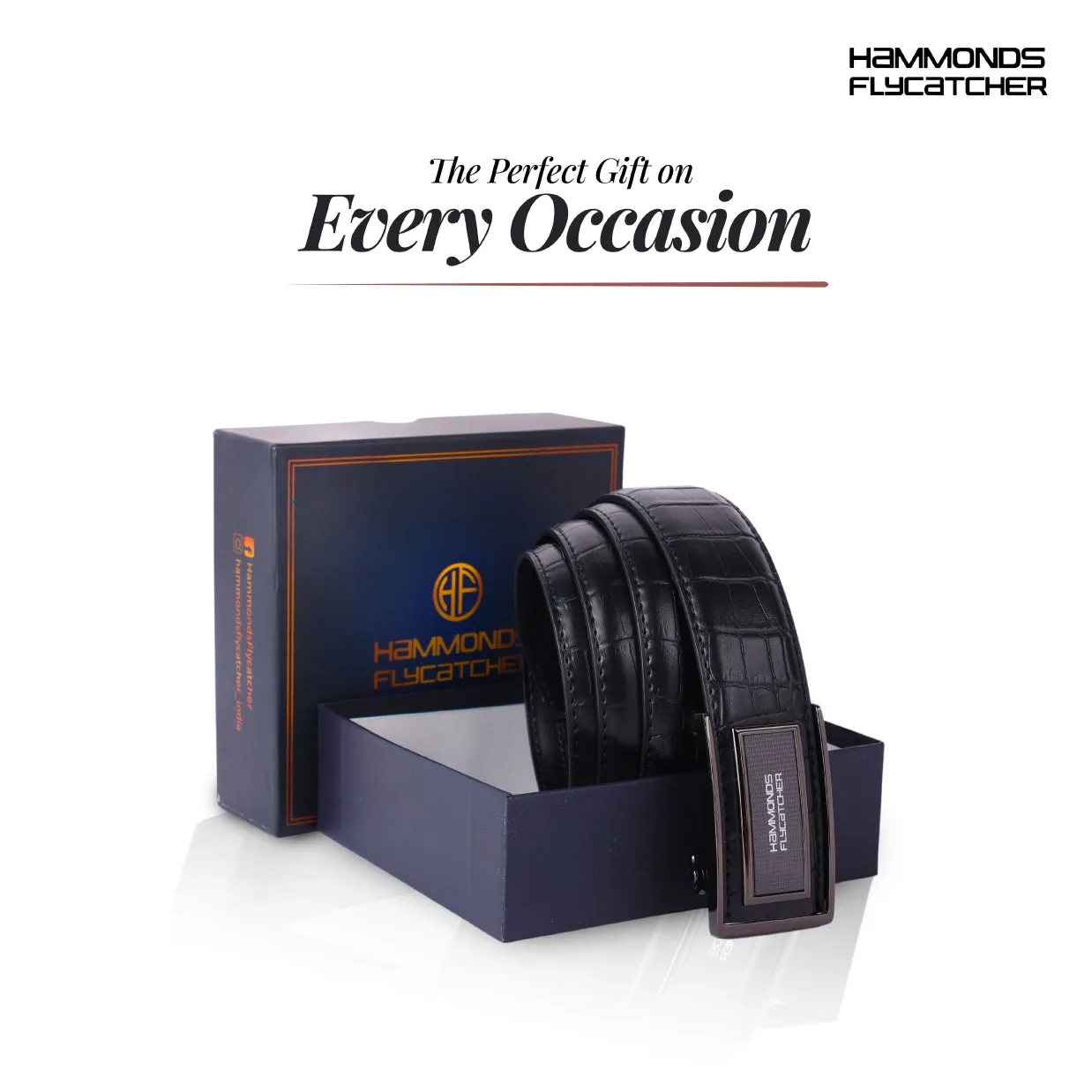 Men's Premium Leather Belt with Auto Lock, Slide Lock & Hidden Tail - Stylish Everyday Wear