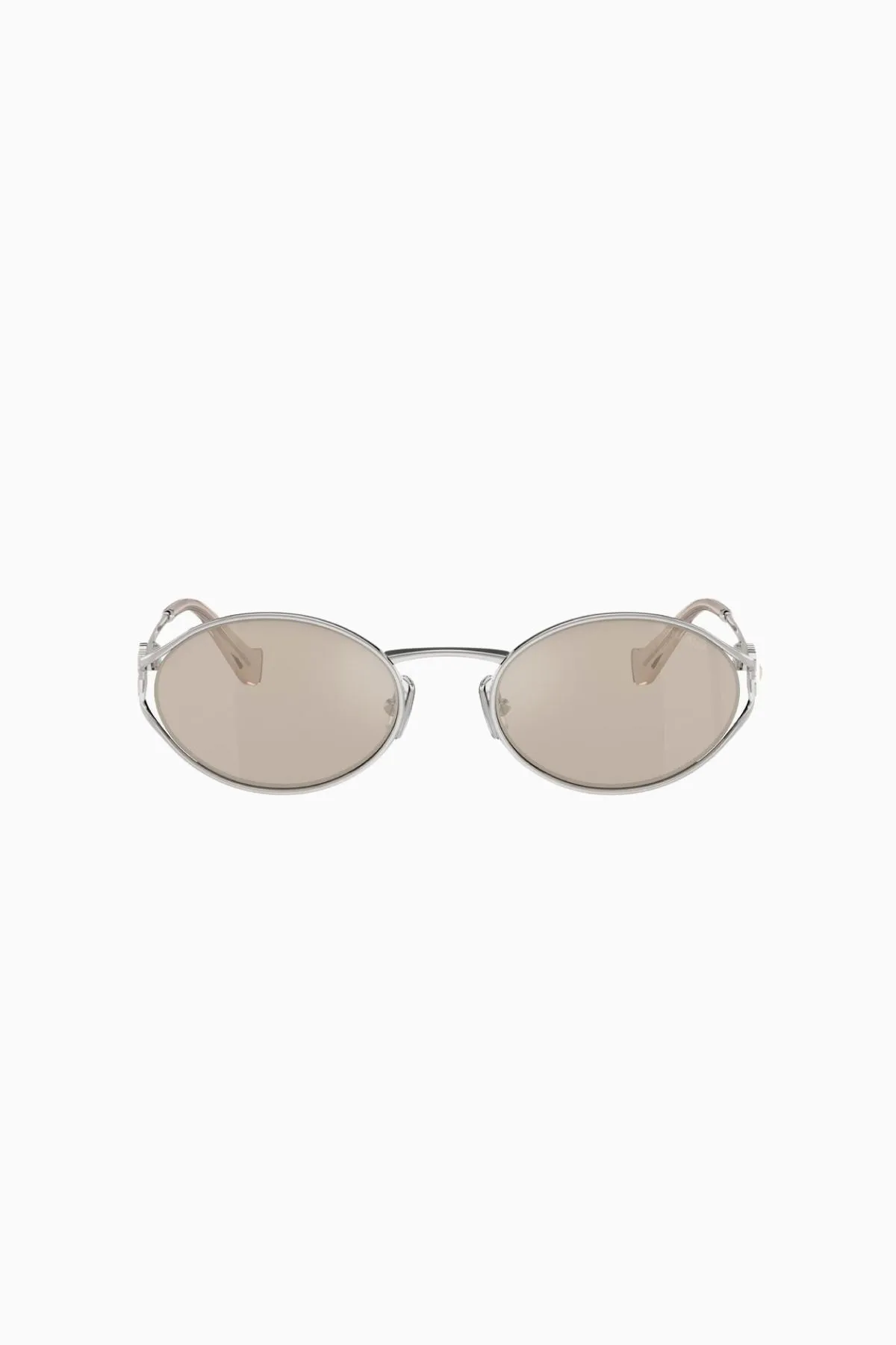 Miu Miu Oval Wire Framed Sunglasses - Silver/ Pale Gold