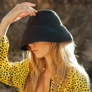 Naomi Jute Bucket Hat, in Black