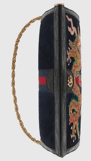 Ophidia Embroidered Suede Shoulder Bag