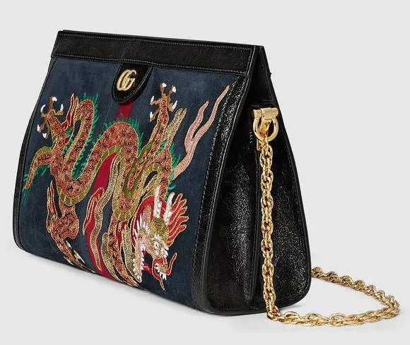 Ophidia Embroidered Suede Shoulder Bag