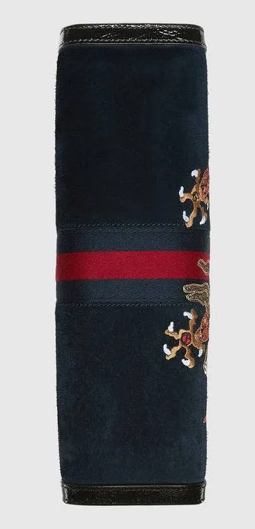 Ophidia Embroidered Suede Shoulder Bag