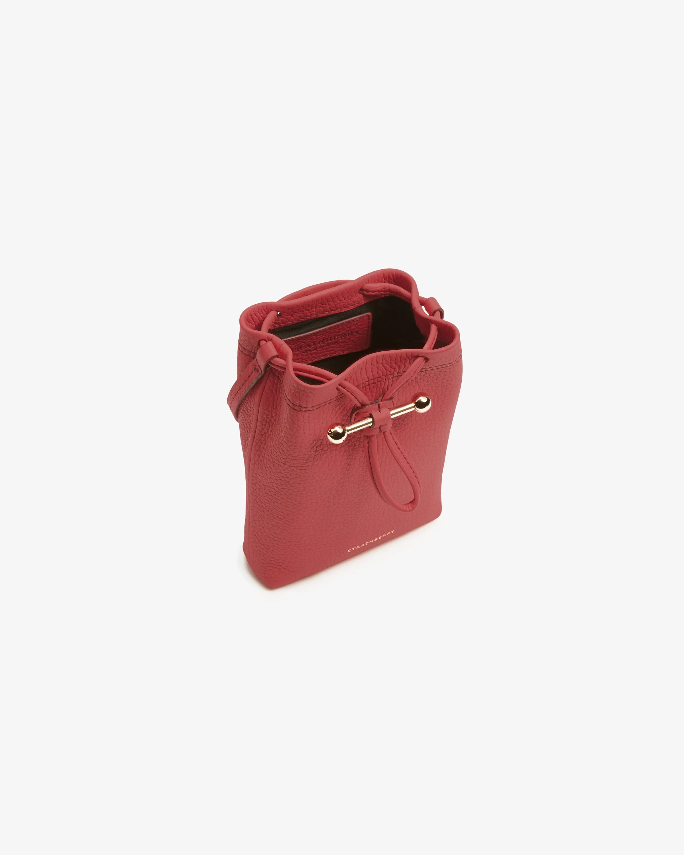 Osette Pouch - Raspberry Red with Burgundy Stitch