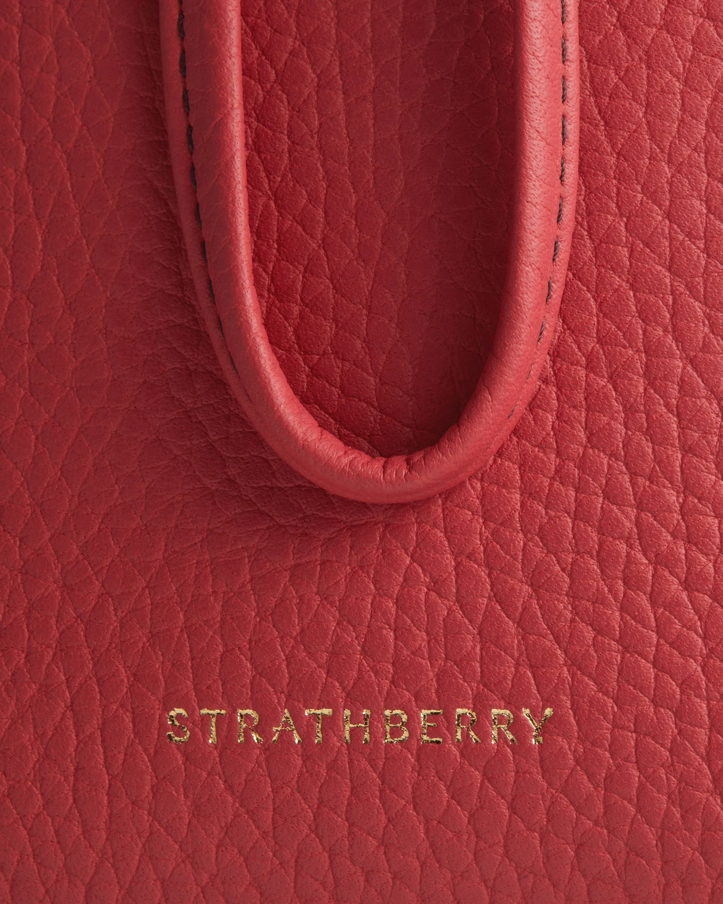 Osette Pouch - Raspberry Red with Burgundy Stitch