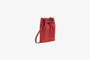 Osette Pouch - Raspberry Red with Burgundy Stitch
