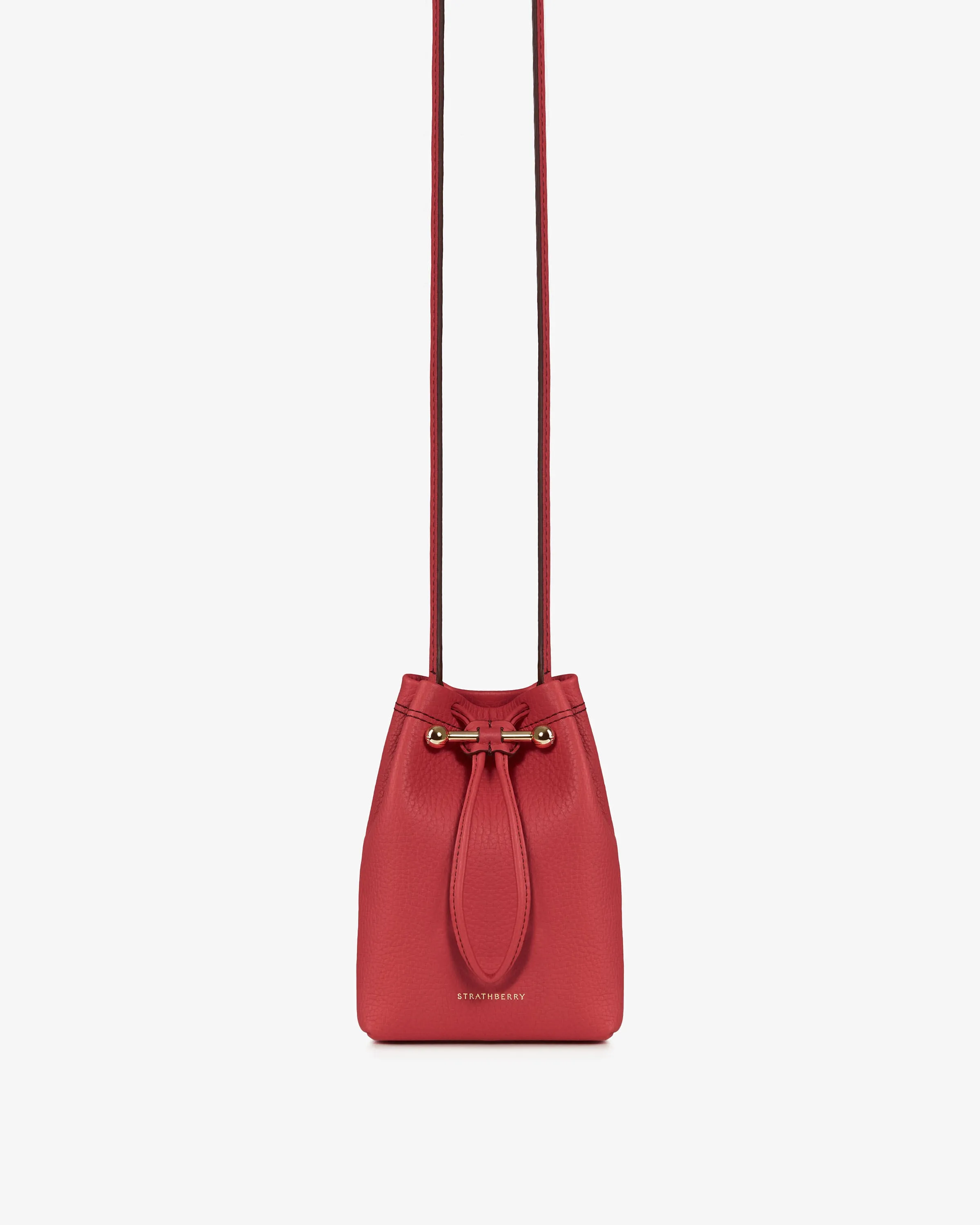 Osette Pouch - Raspberry Red with Burgundy Stitch