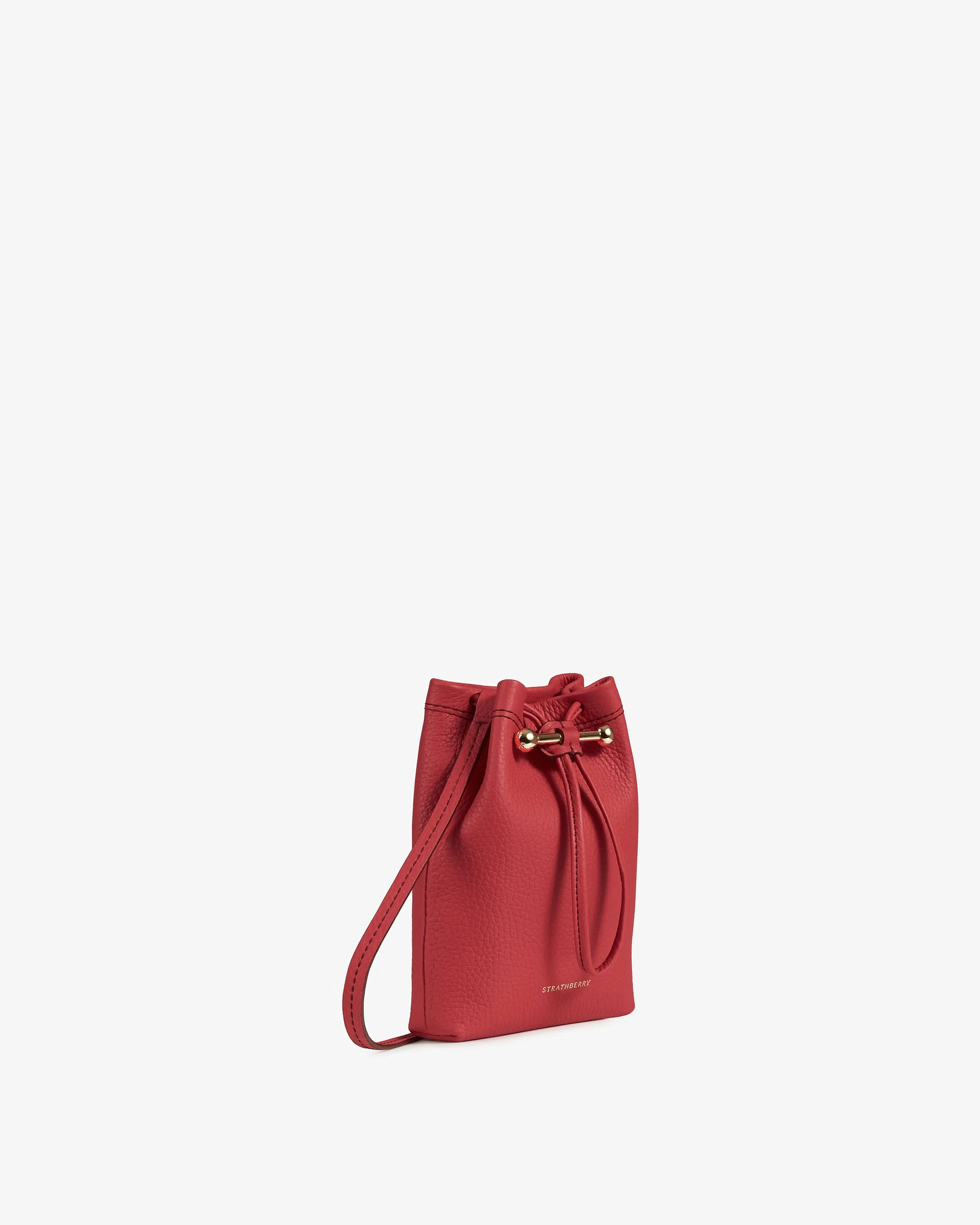 Osette Pouch - Raspberry Red with Burgundy Stitch