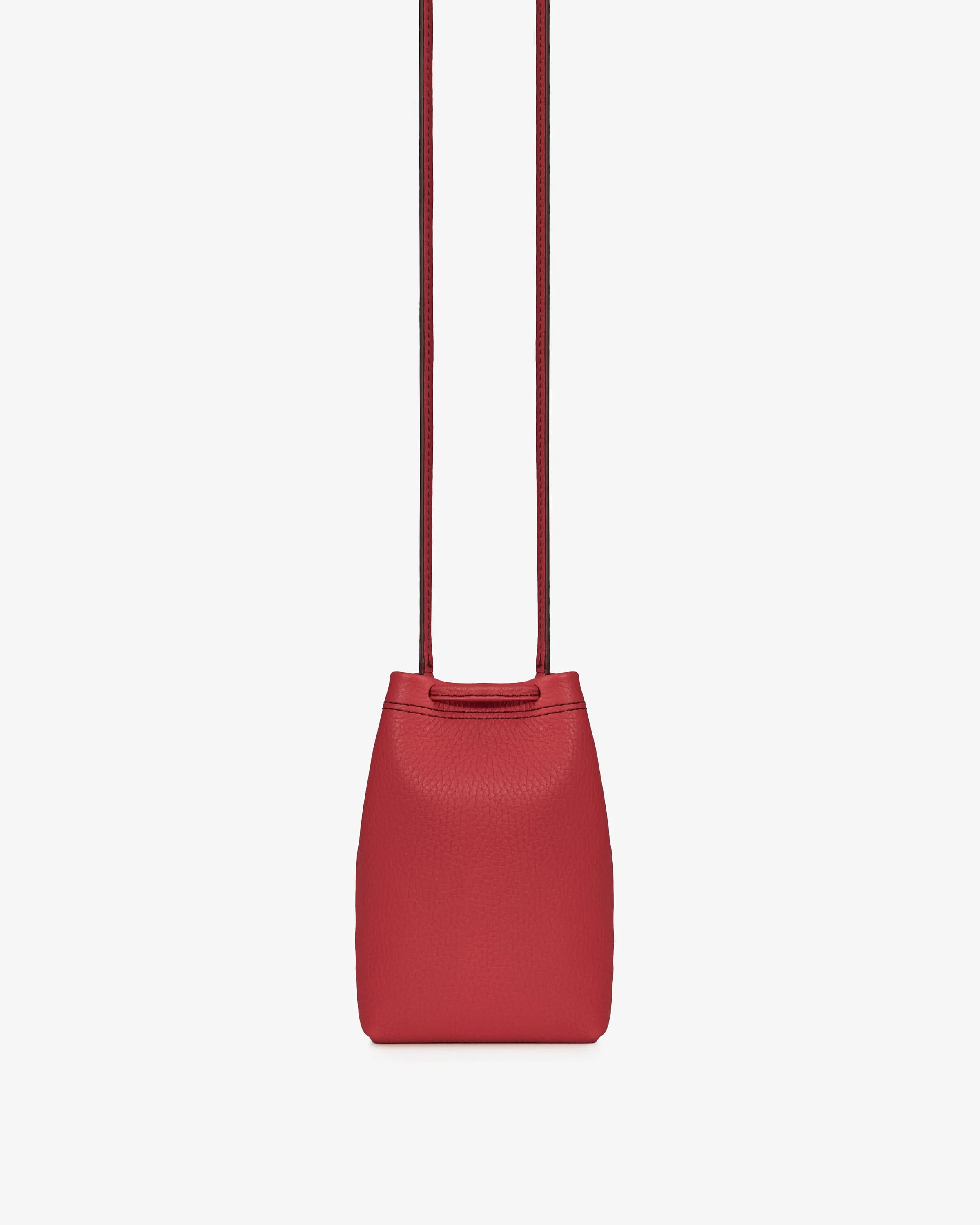 Osette Pouch - Raspberry Red with Burgundy Stitch