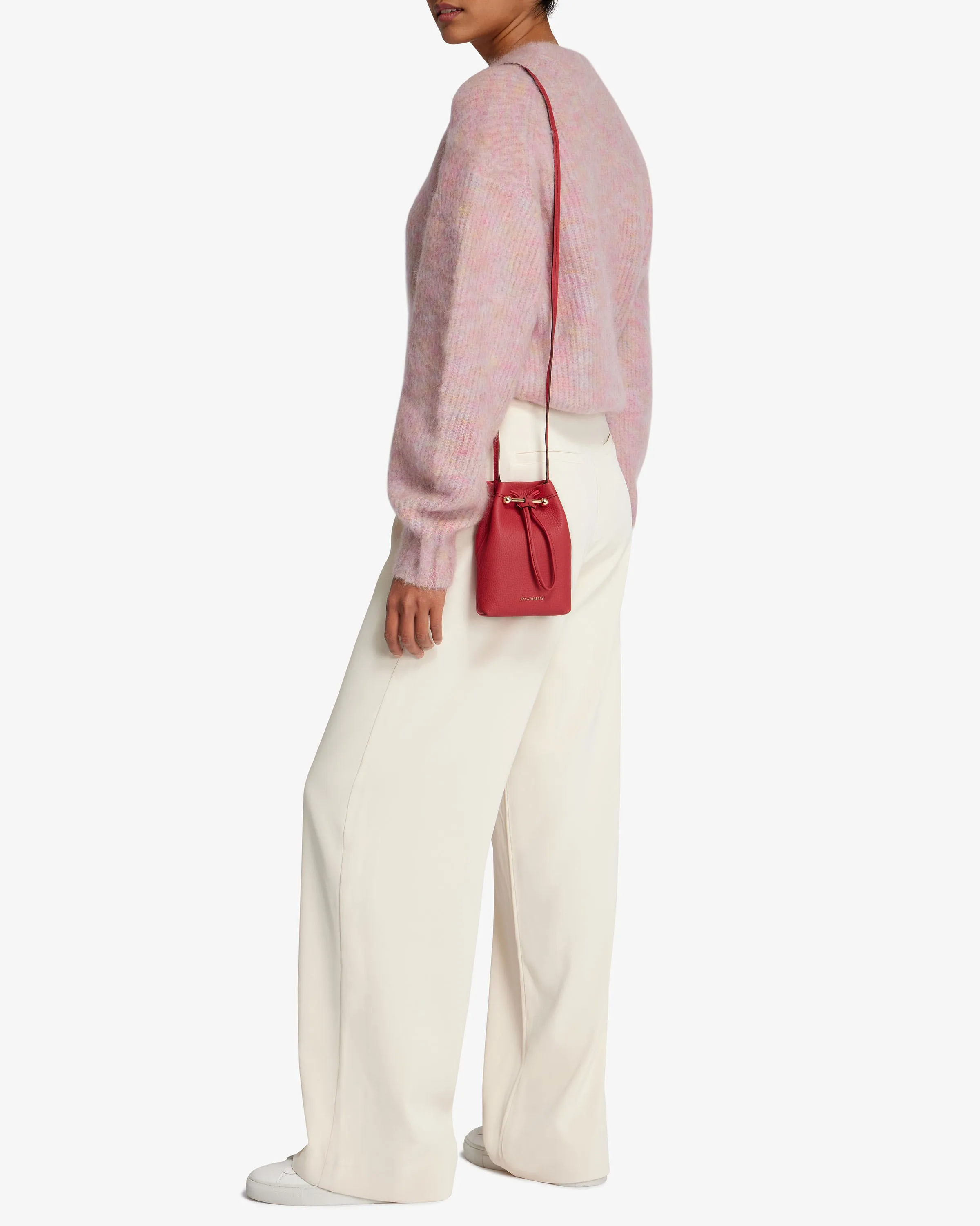 Osette Pouch - Raspberry Red with Burgundy Stitch