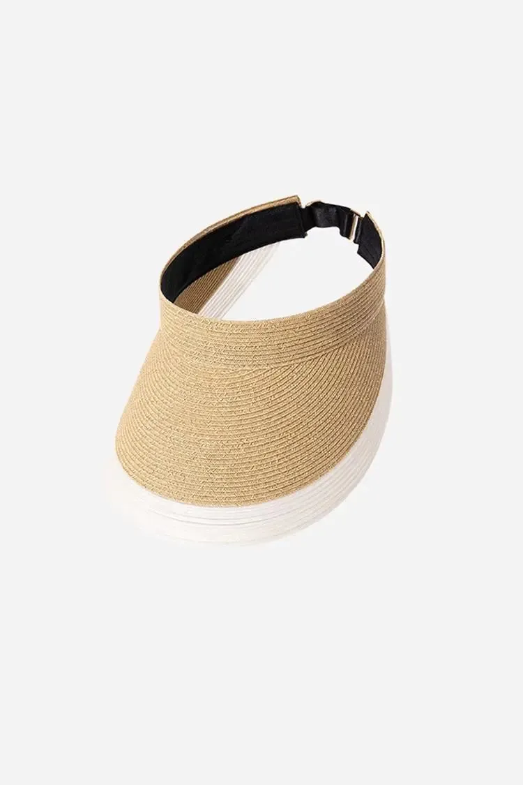 Packable UPF50 Wide-brim Straw Sun Visor with Adjustable Closure