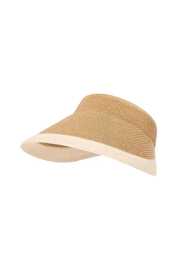 Packable UPF50 Wide-brim Straw Sun Visor with Adjustable Closure