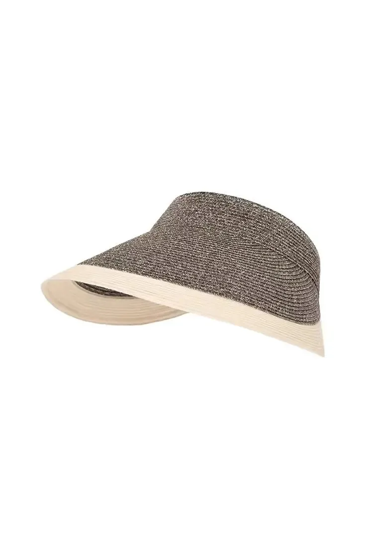 Packable UPF50 Wide-brim Straw Sun Visor with Adjustable Closure