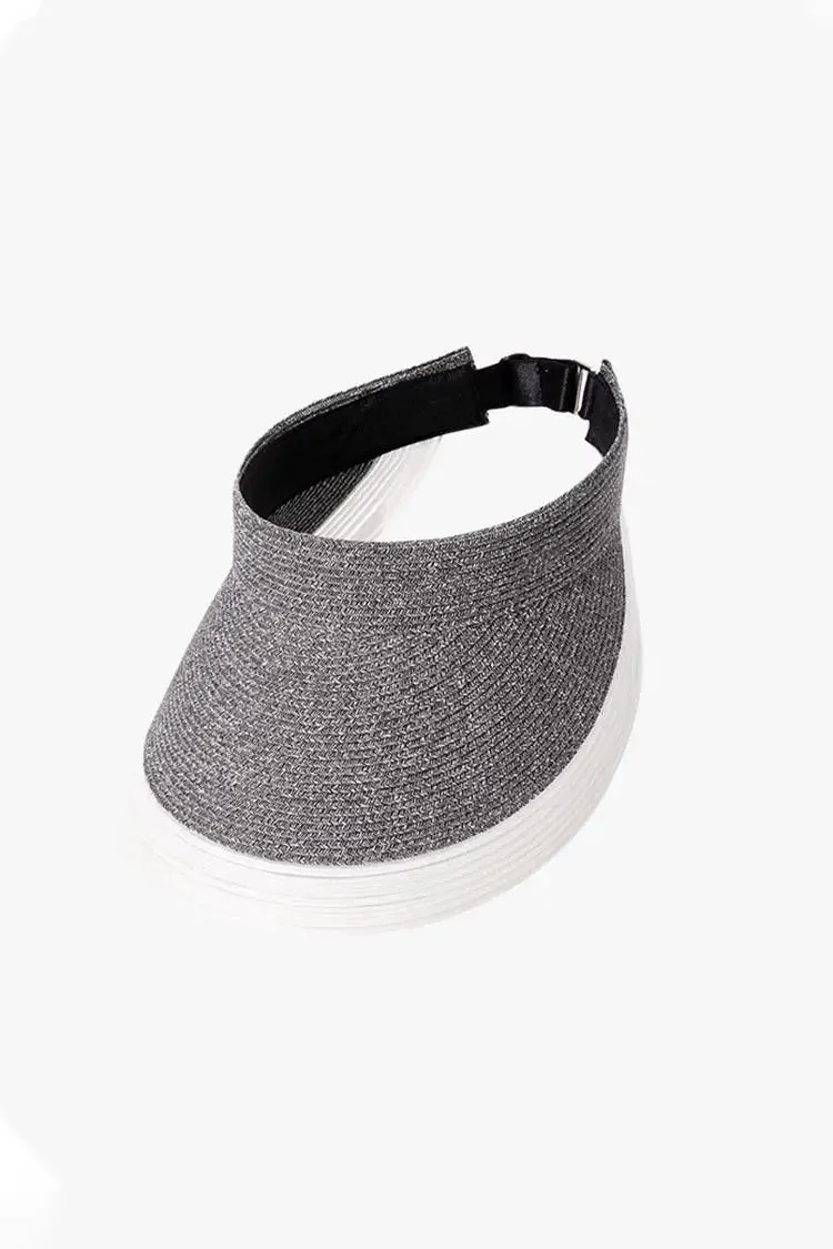Packable UPF50 Wide-brim Straw Sun Visor with Adjustable Closure