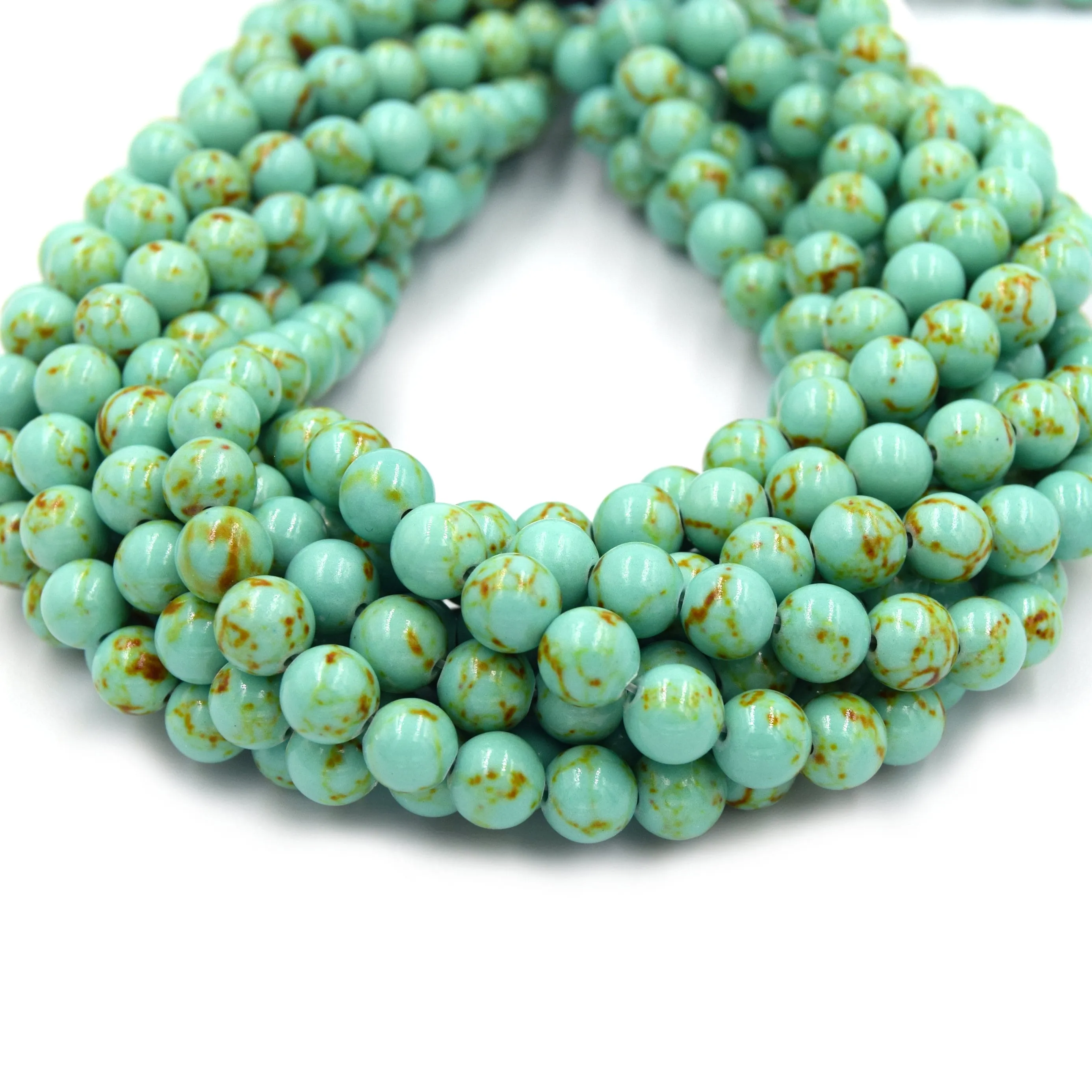 Reconstituted Howlite Beads - Polished Round Shaped Beads in Sizes 6mm, 8mm, 10mm, and 12mm Available.
