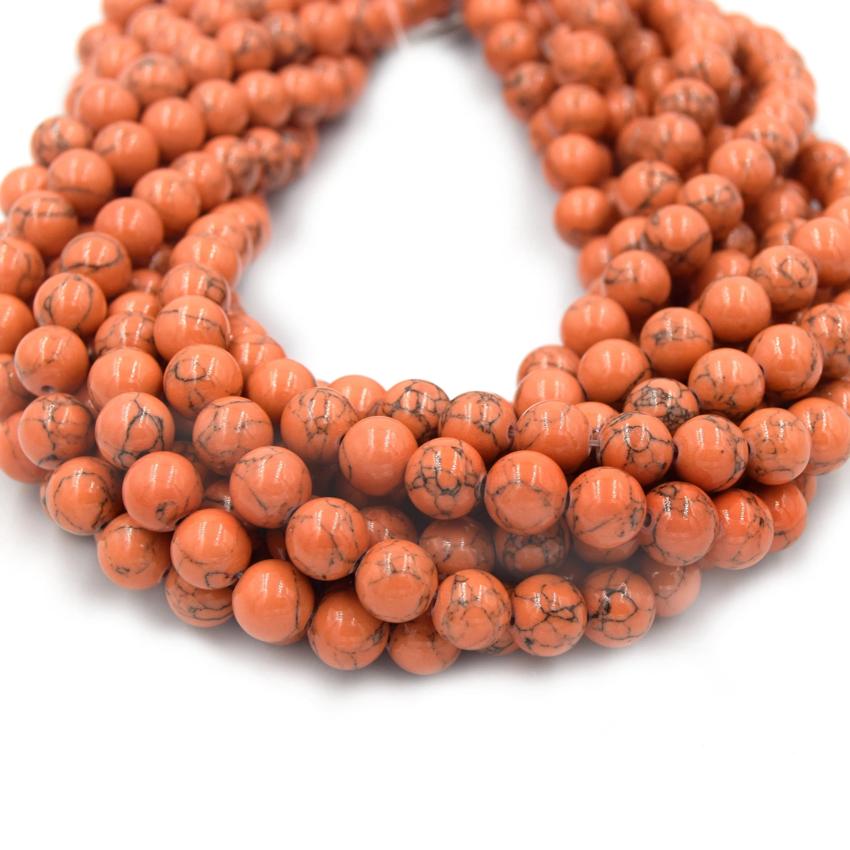 Reconstituted Howlite Beads - Polished Round Shaped Beads in Sizes 6mm, 8mm, 10mm, and 12mm Available.