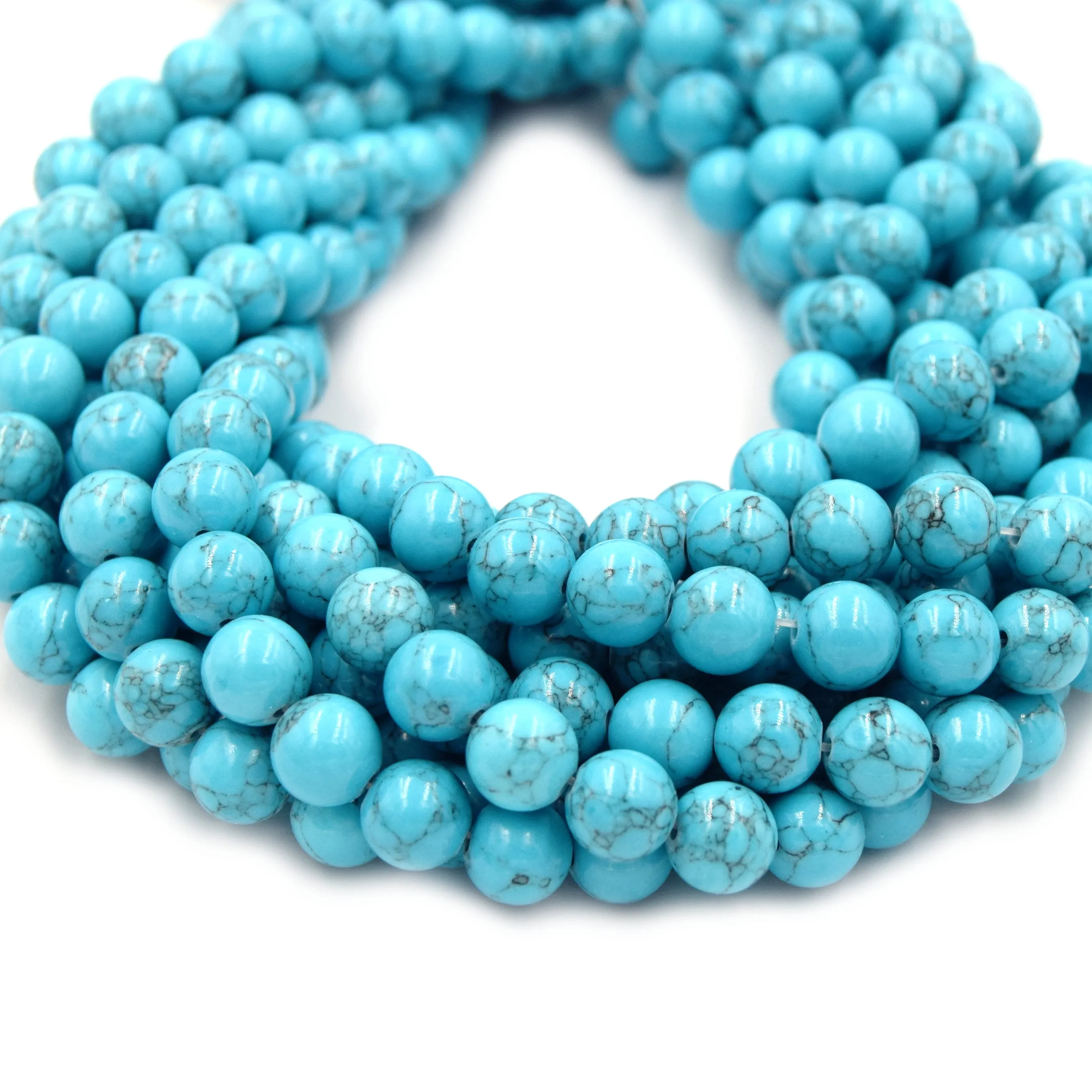 Reconstituted Howlite Beads - Polished Round Shaped Beads in Sizes 6mm, 8mm, 10mm, and 12mm Available.
