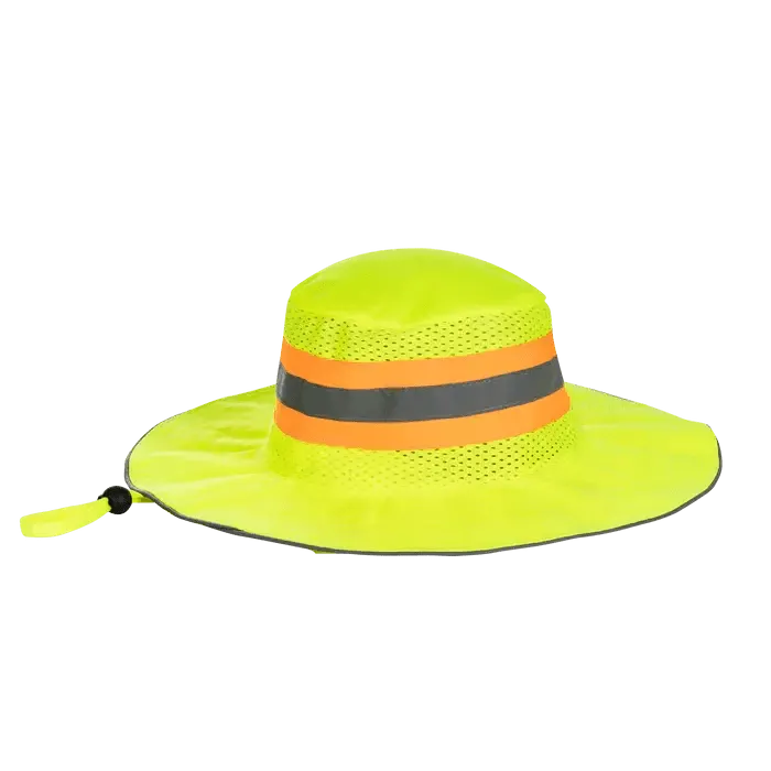 Reflective lime brimmed bush sun hats