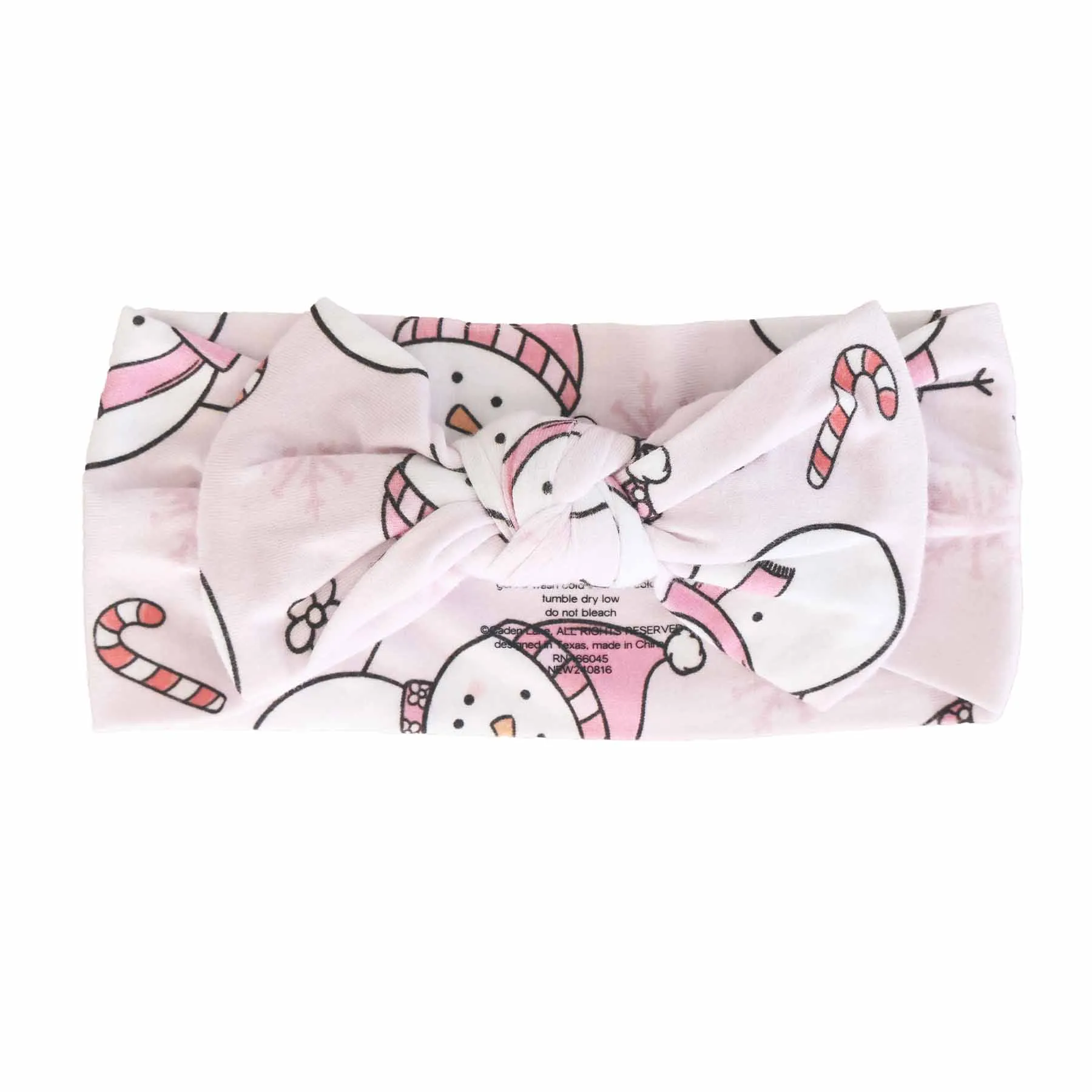 Snowman Snuggles Knit Large Bow Headwrap | Pink