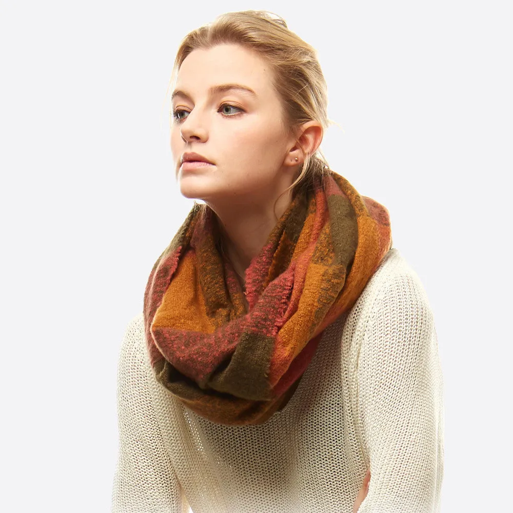 Soft Touch Plaid Boucle Infinity Scarf