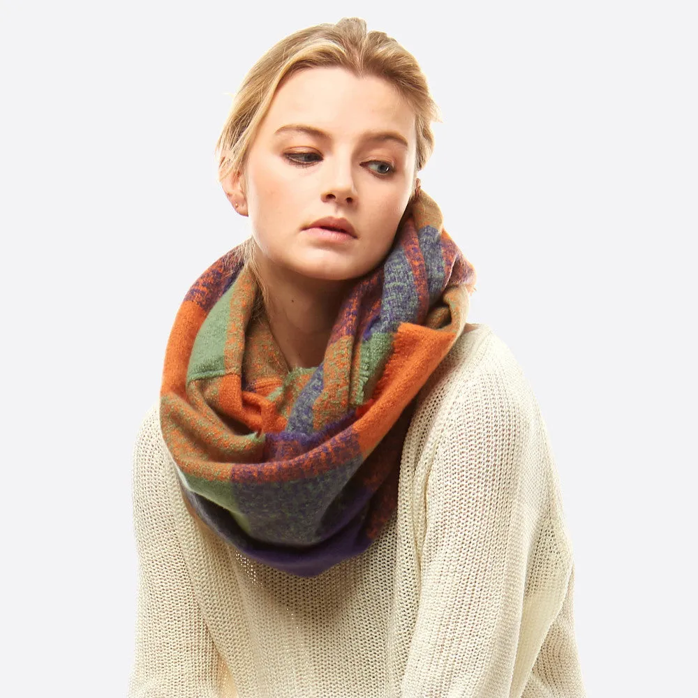 Soft Touch Plaid Boucle Infinity Scarf