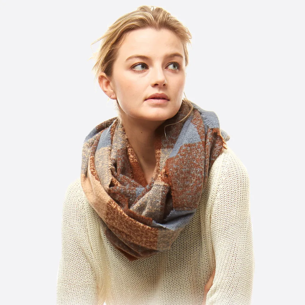 Soft Touch Plaid Boucle Infinity Scarf