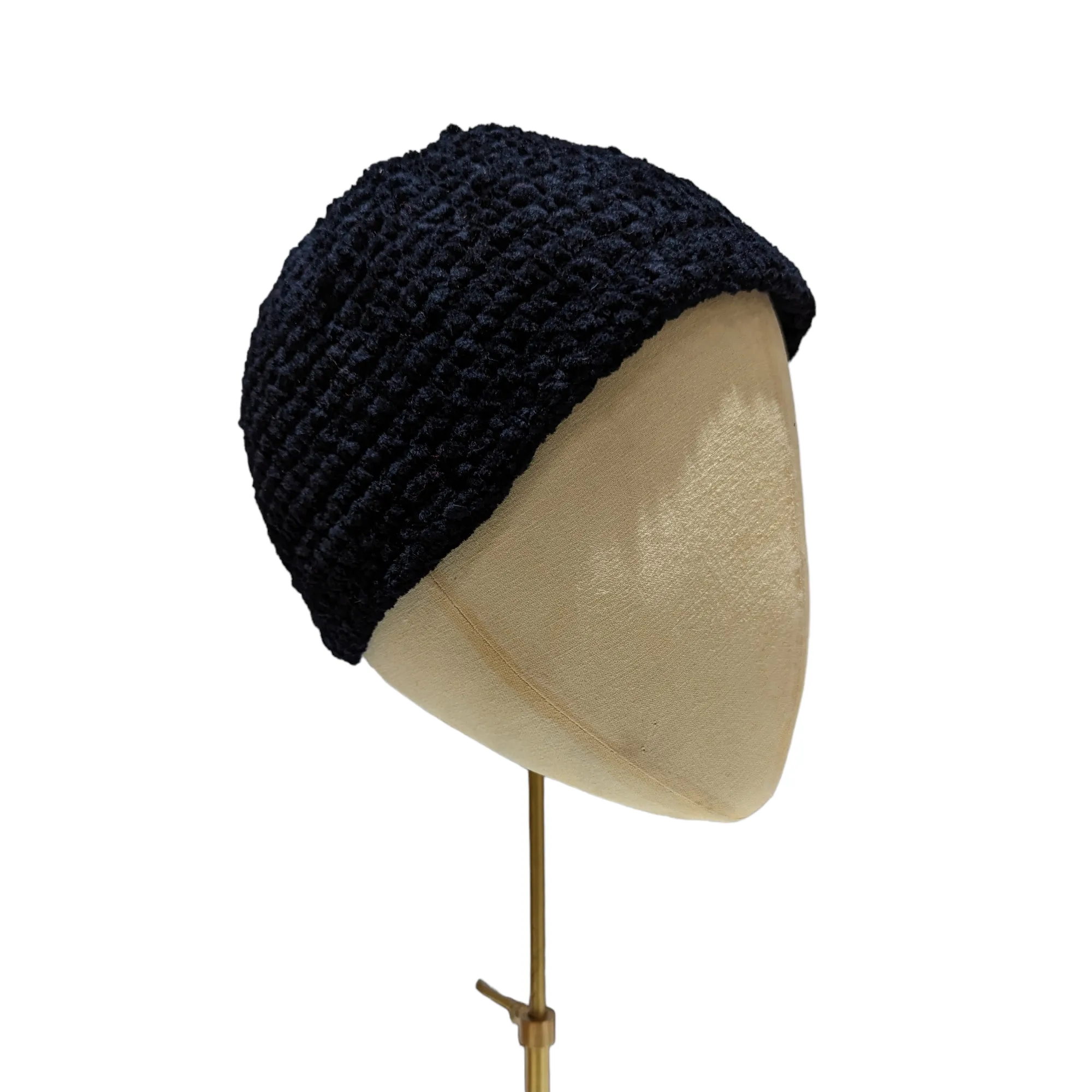 STASH SALE - Mini Vintage 1990's Black Chenille Knitted Cone