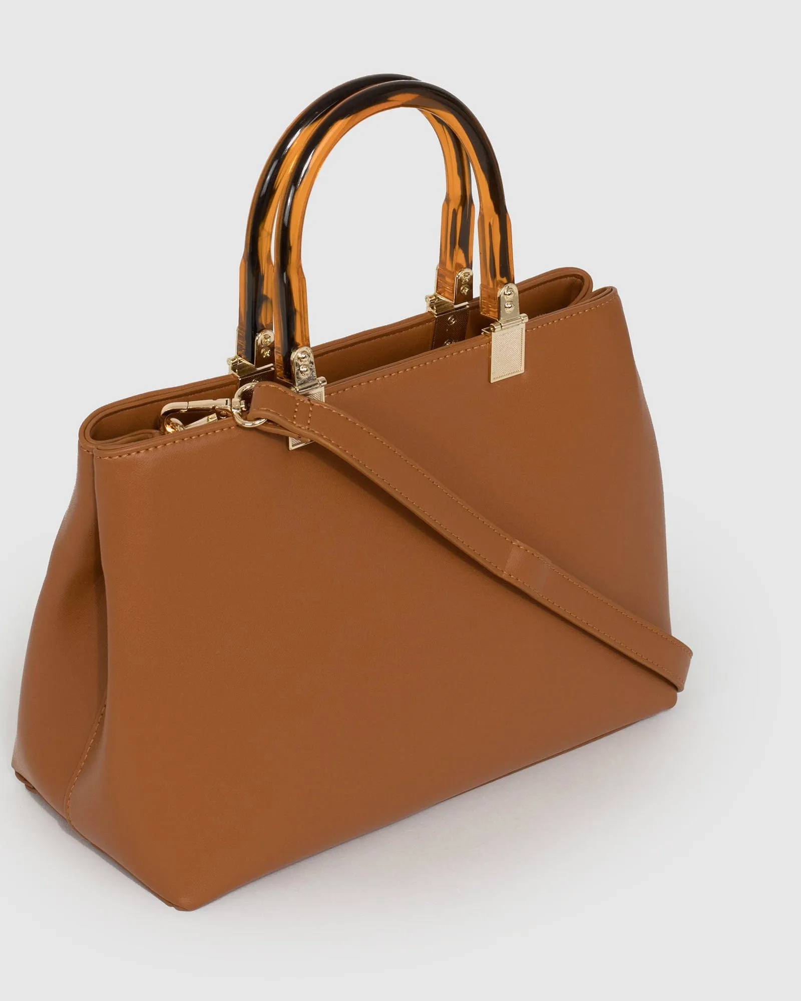 Tan Florence Acrylic Handle Tote Bag