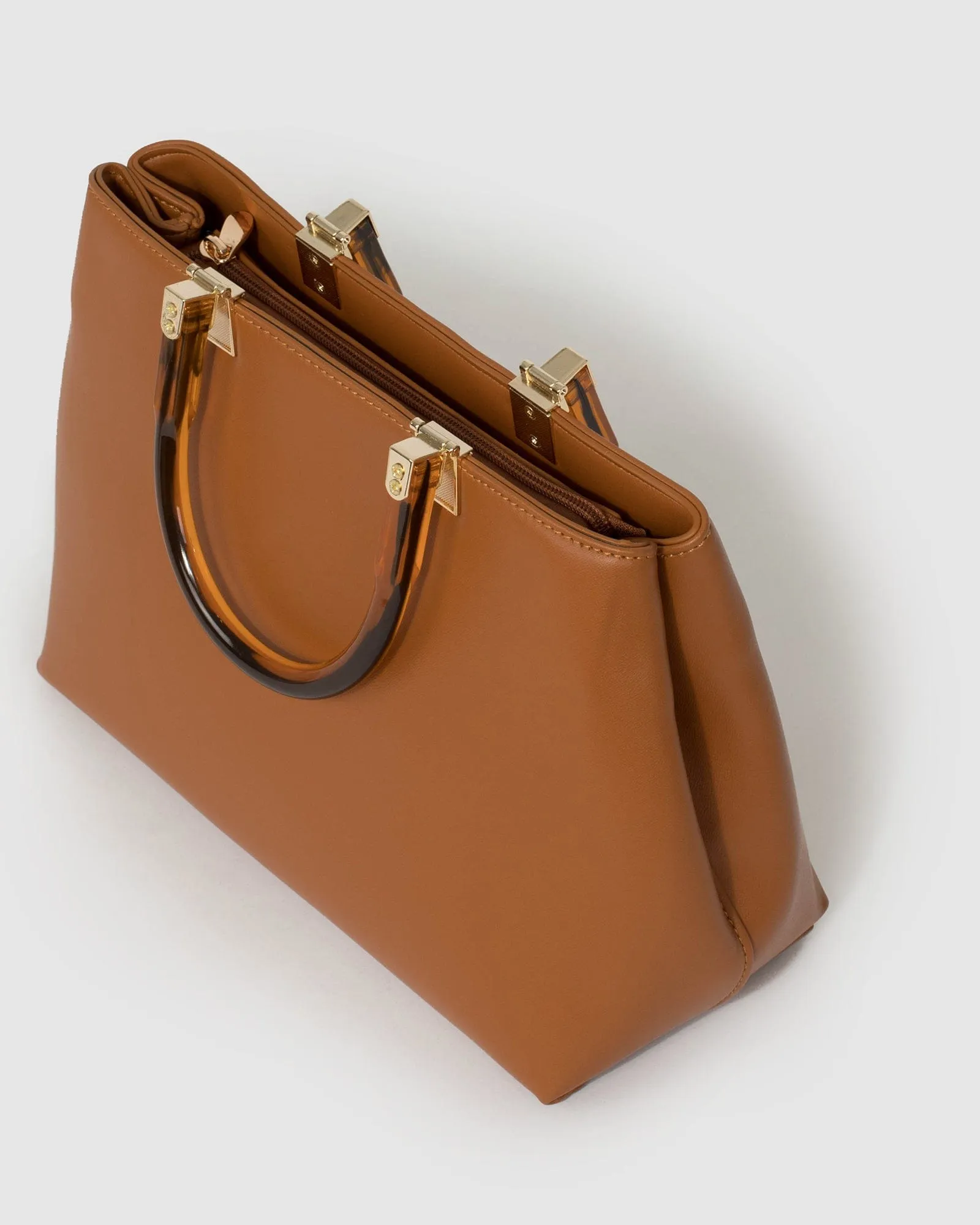 Tan Florence Acrylic Handle Tote Bag