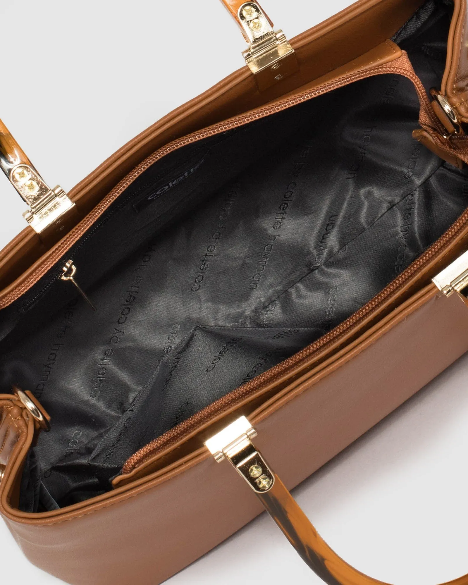 Tan Florence Acrylic Handle Tote Bag