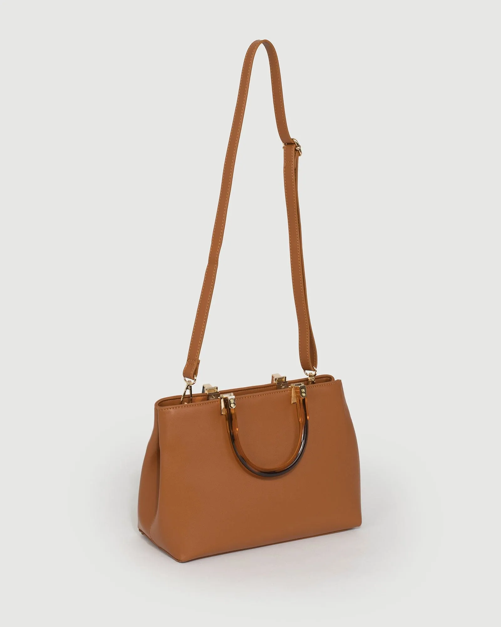 Tan Florence Acrylic Handle Tote Bag