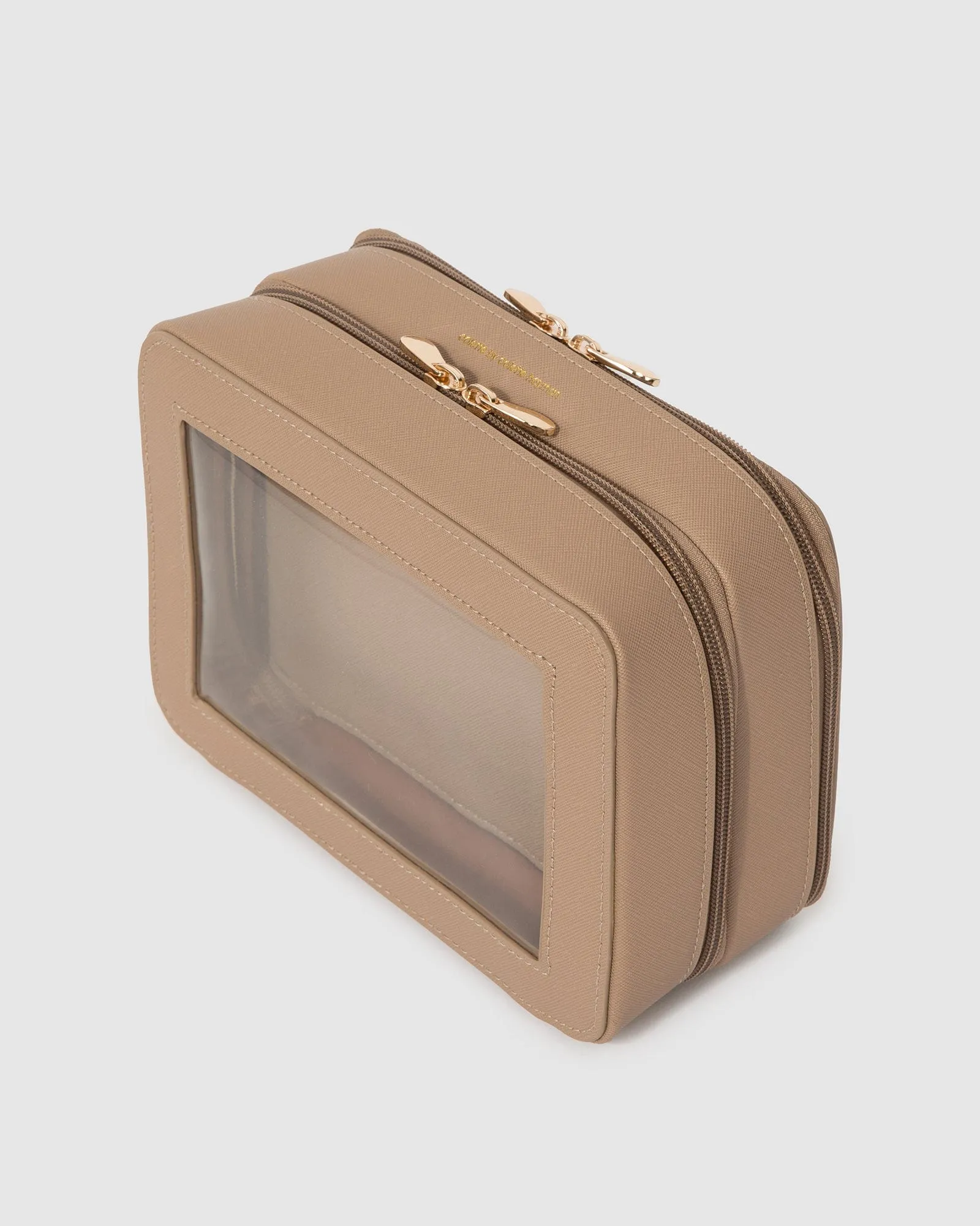 Taupe Mina Multi Compartment Cosmetic Case