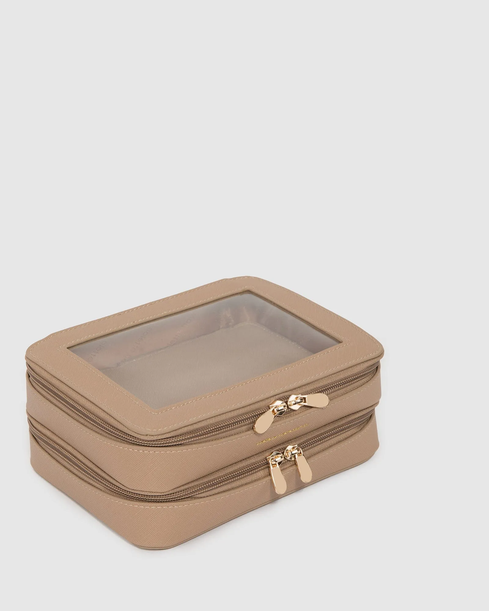 Taupe Mina Multi Compartment Cosmetic Case