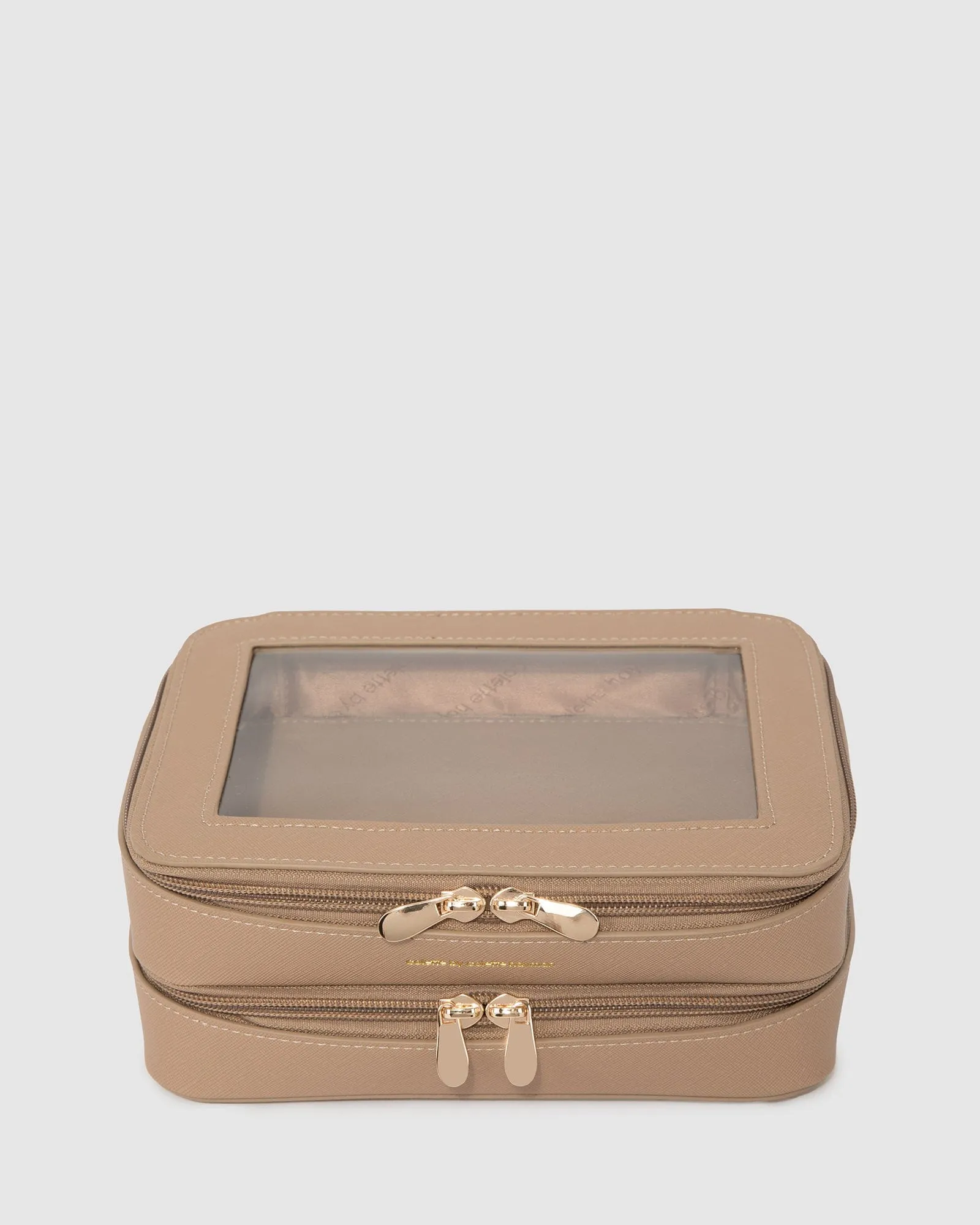 Taupe Mina Multi Compartment Cosmetic Case