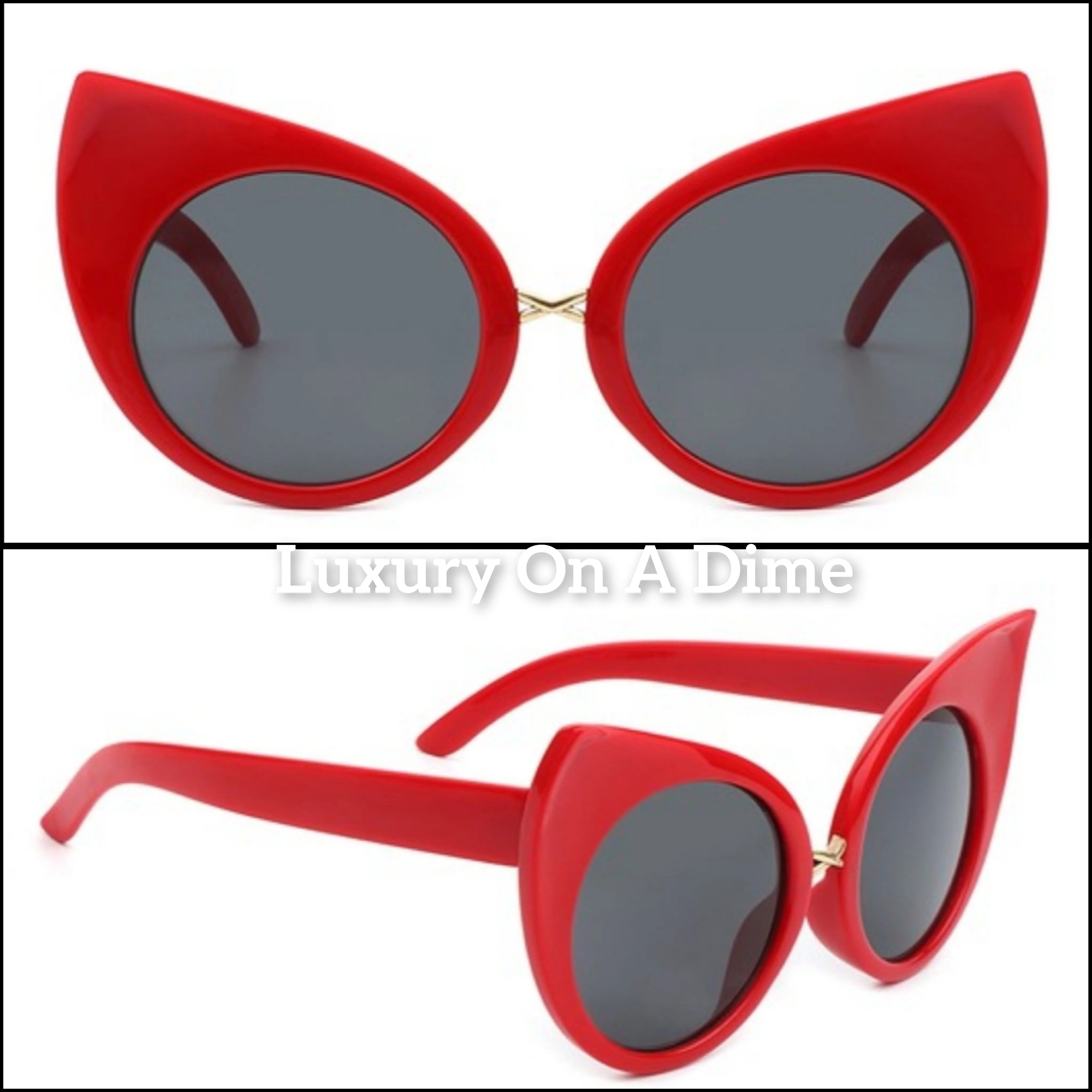 Ultra High-Point Retro 50s Women's Sunglasses UVA UVB Eye Protection Case Included