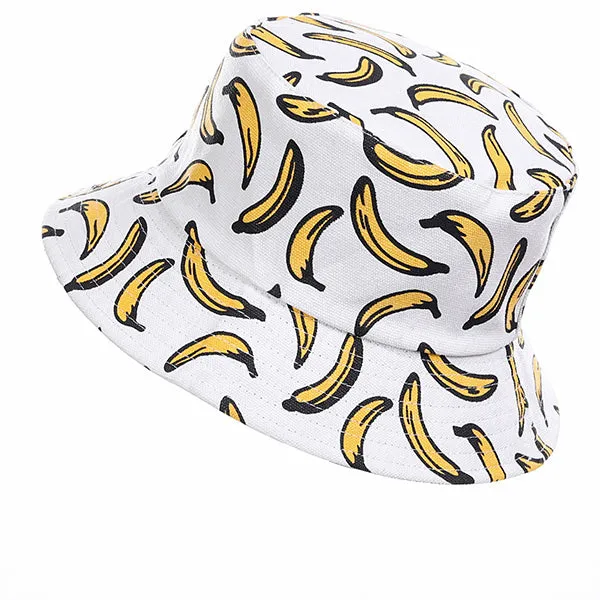 Unisex Reversible Packable Bucket Hat Banana Printting
