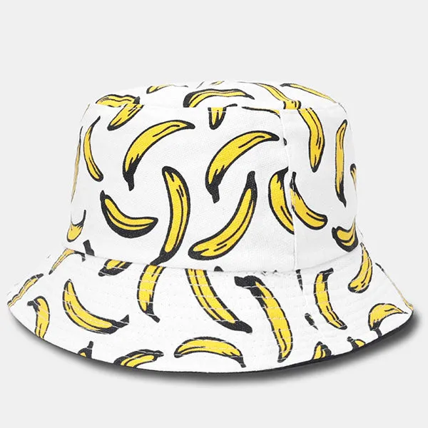 Unisex Reversible Packable Bucket Hat Banana Printting