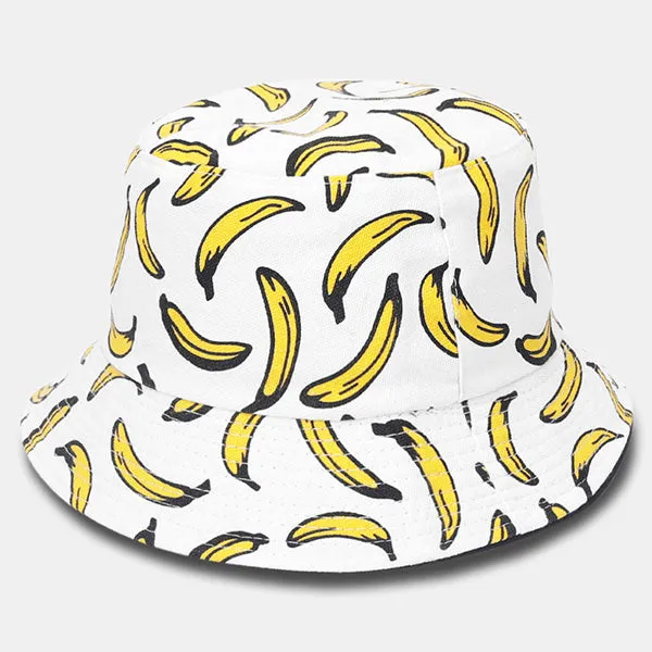 Unisex Reversible Packable Bucket Hat Banana Printting