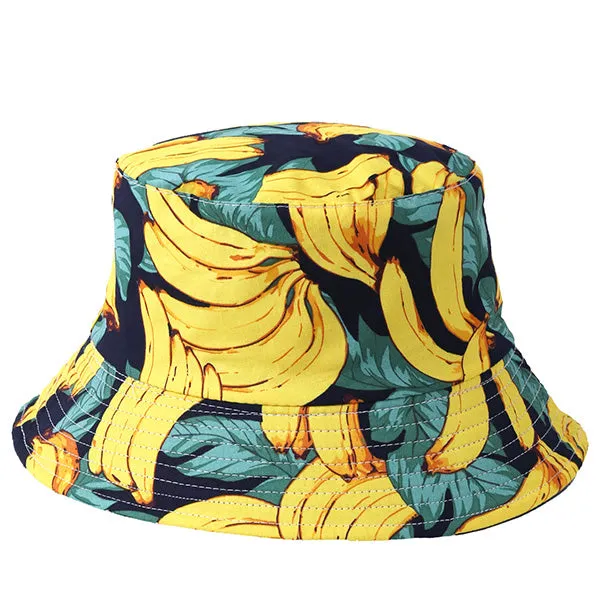 Unisex Reversible Packable Bucket Hat Banana Printting
